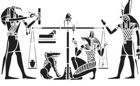 ציור מצרי עתיק, שוקלים לב במאוזנים